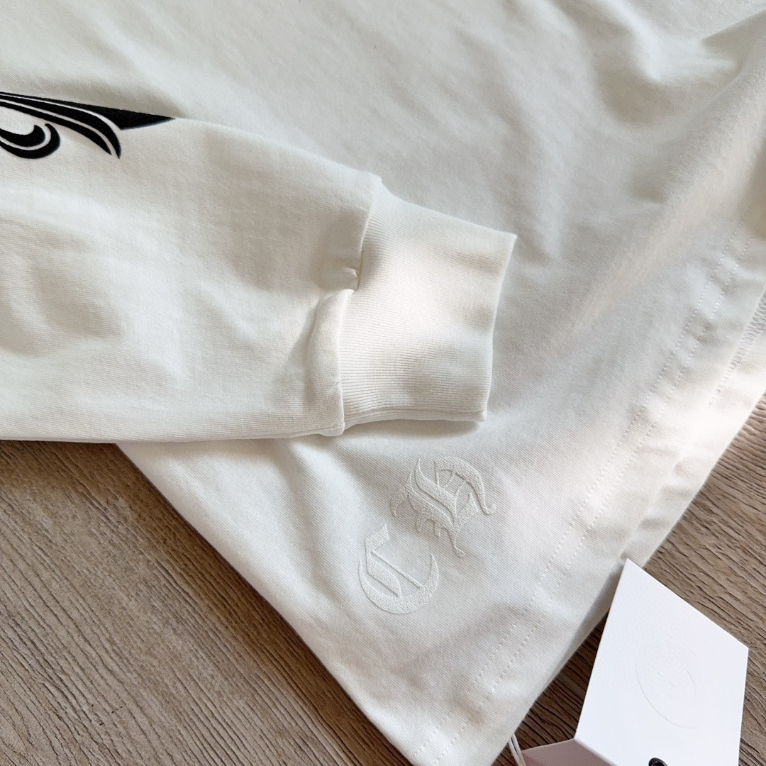 Chrome Hearts 克罗心 Aspen限定 Mattyboy 联名 黑白插肩花臂长袖卫衣 T恤 套头 白色 A5