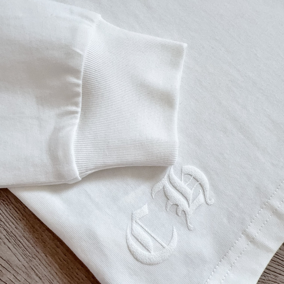 Chrome Hearts 克罗心 粉色双袖十字藤蔓后背马蹄长袖卫衣 T恤 套头 白色 A5 CH-2322617