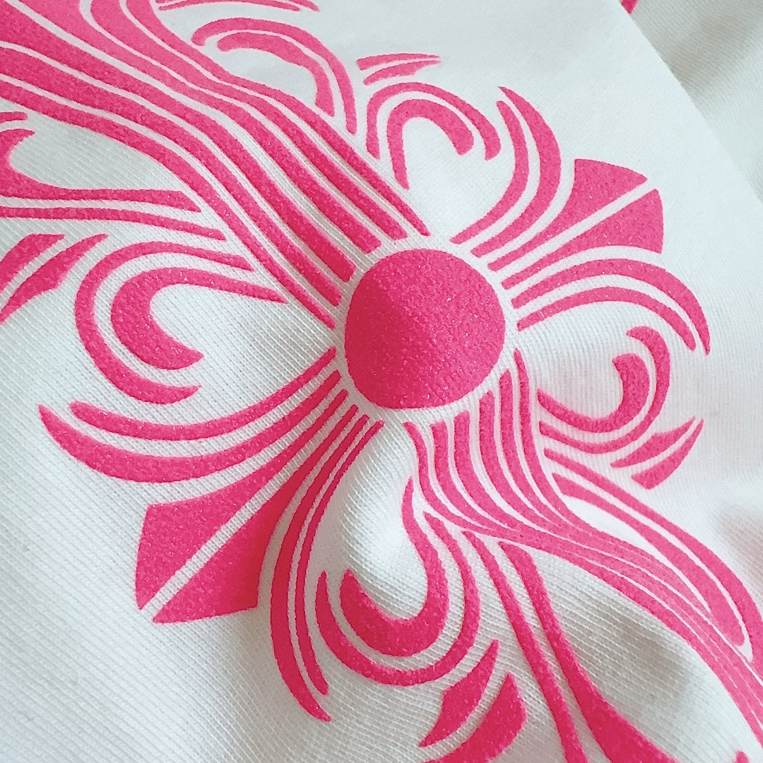 Chrome Hearts 克罗心 粉色双袖十字藤蔓后背马蹄长袖卫衣 T恤 套头 白色 A5 CH-2322617