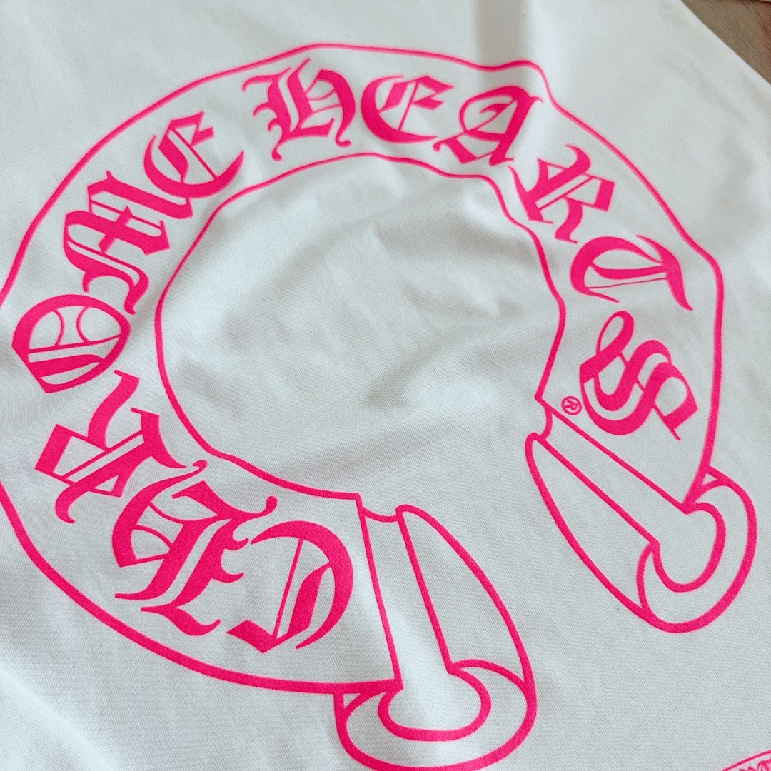 Chrome Hearts 克罗心 粉色双袖十字藤蔓后背马蹄长袖卫衣 T恤 套头 白色 A5 CH-2322617