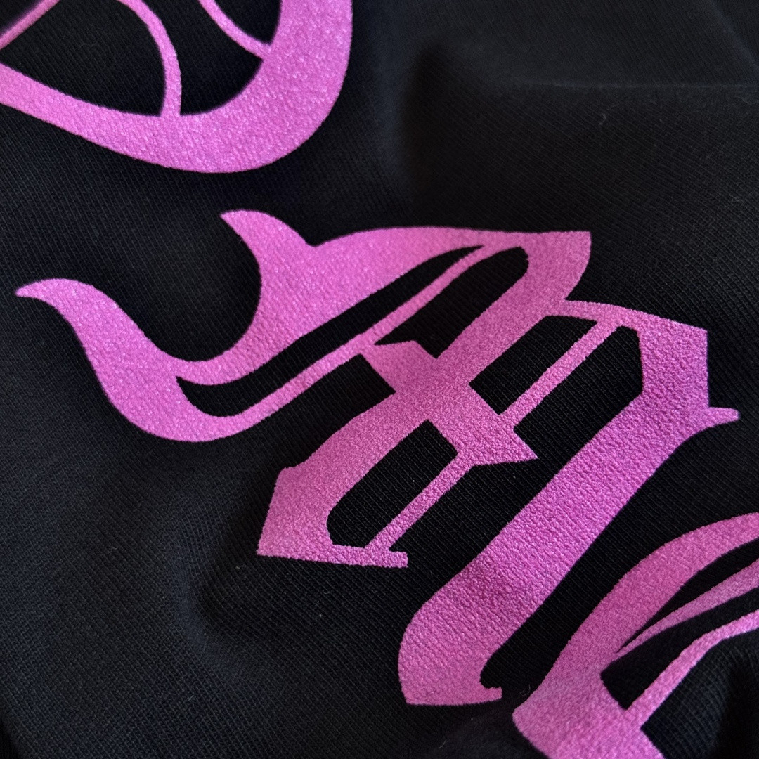 Chrome Hearts 克罗心 领口玫红长袖卫衣 T恤 套头 黑色 A5 CHS-571