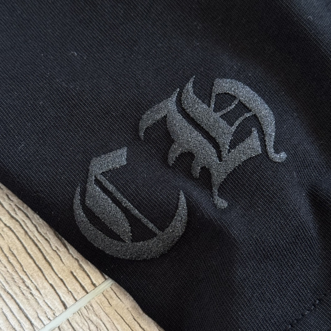 Chrome Hearts 克罗心 领口玫红长袖卫衣 T恤 套头 黑色 A5 CHS-571