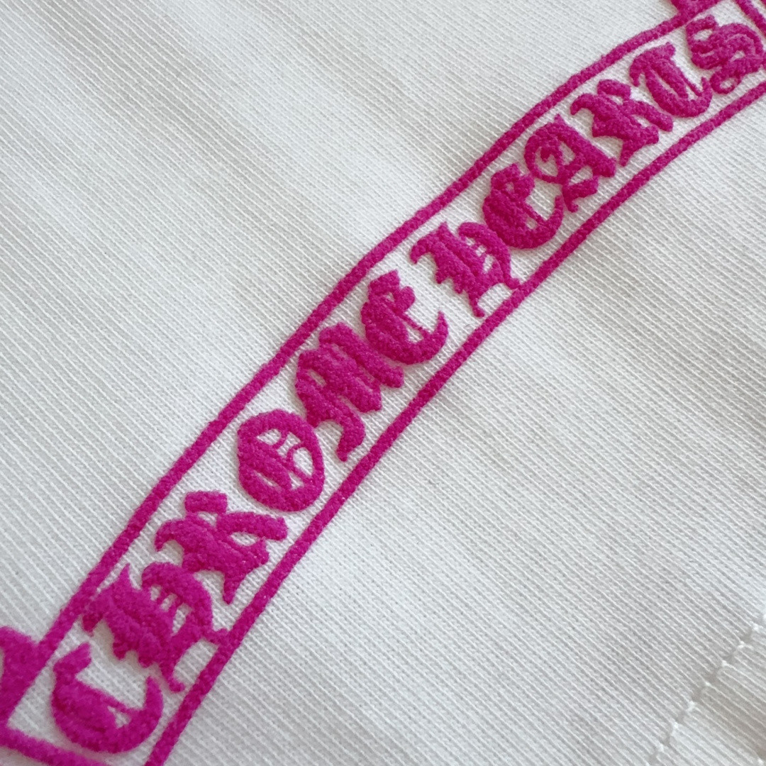 Chrome Hearts 克罗心 领口玫红长袖卫衣 T恤 套头 白色 A5 035-067971