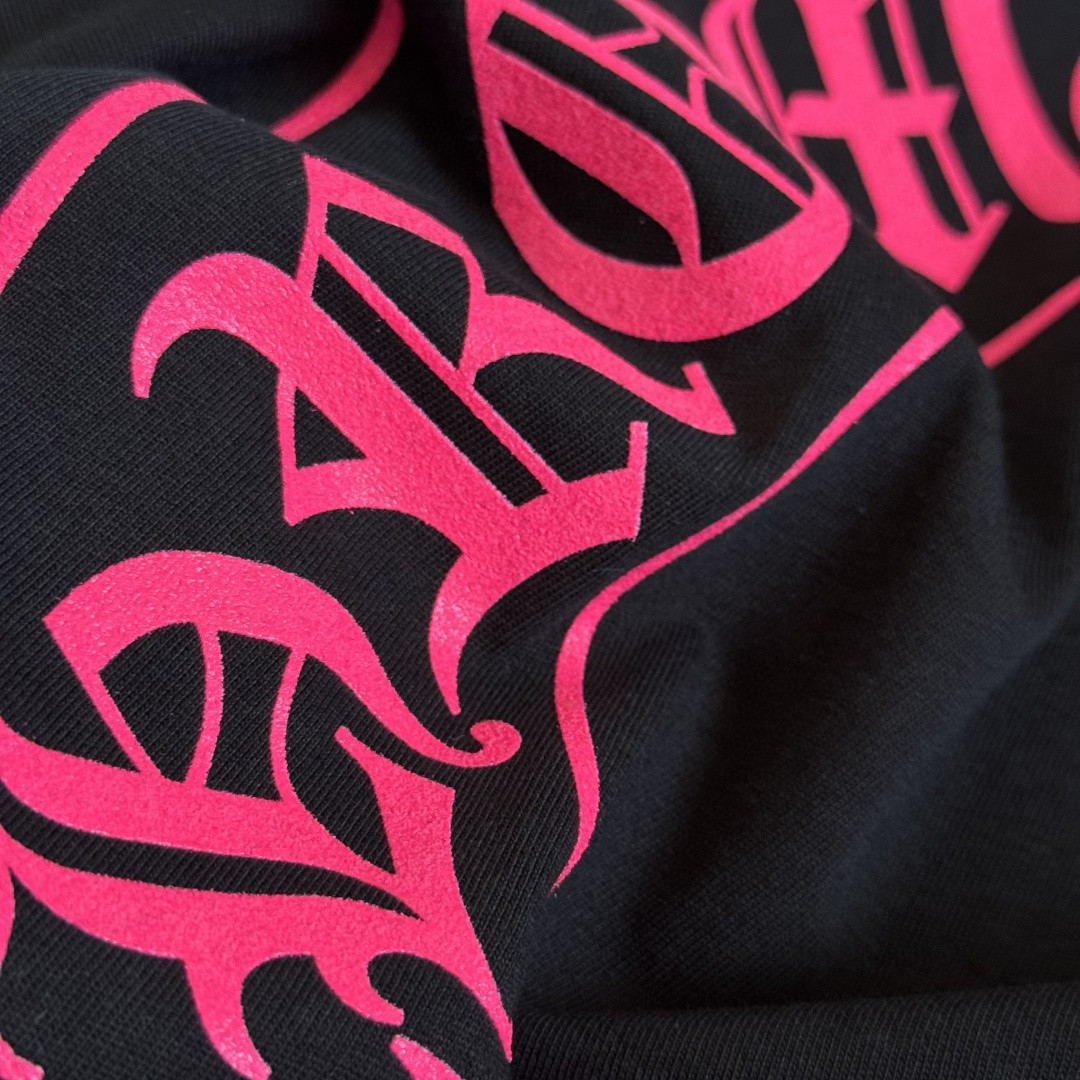 Chrome Hearts 克罗心 粉色双袖十字藤蔓后背马蹄长袖卫衣 T恤 套头 黑色 A5 CH-2025344