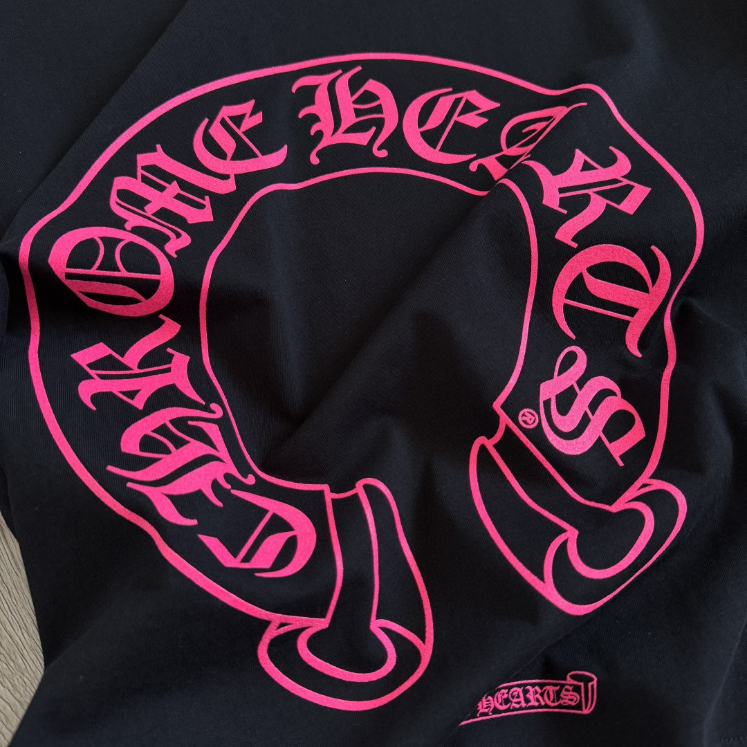 Chrome Hearts 克罗心 粉色双袖十字藤蔓后背马蹄长袖卫衣 T恤 套头 黑色 A5 CH-2025344