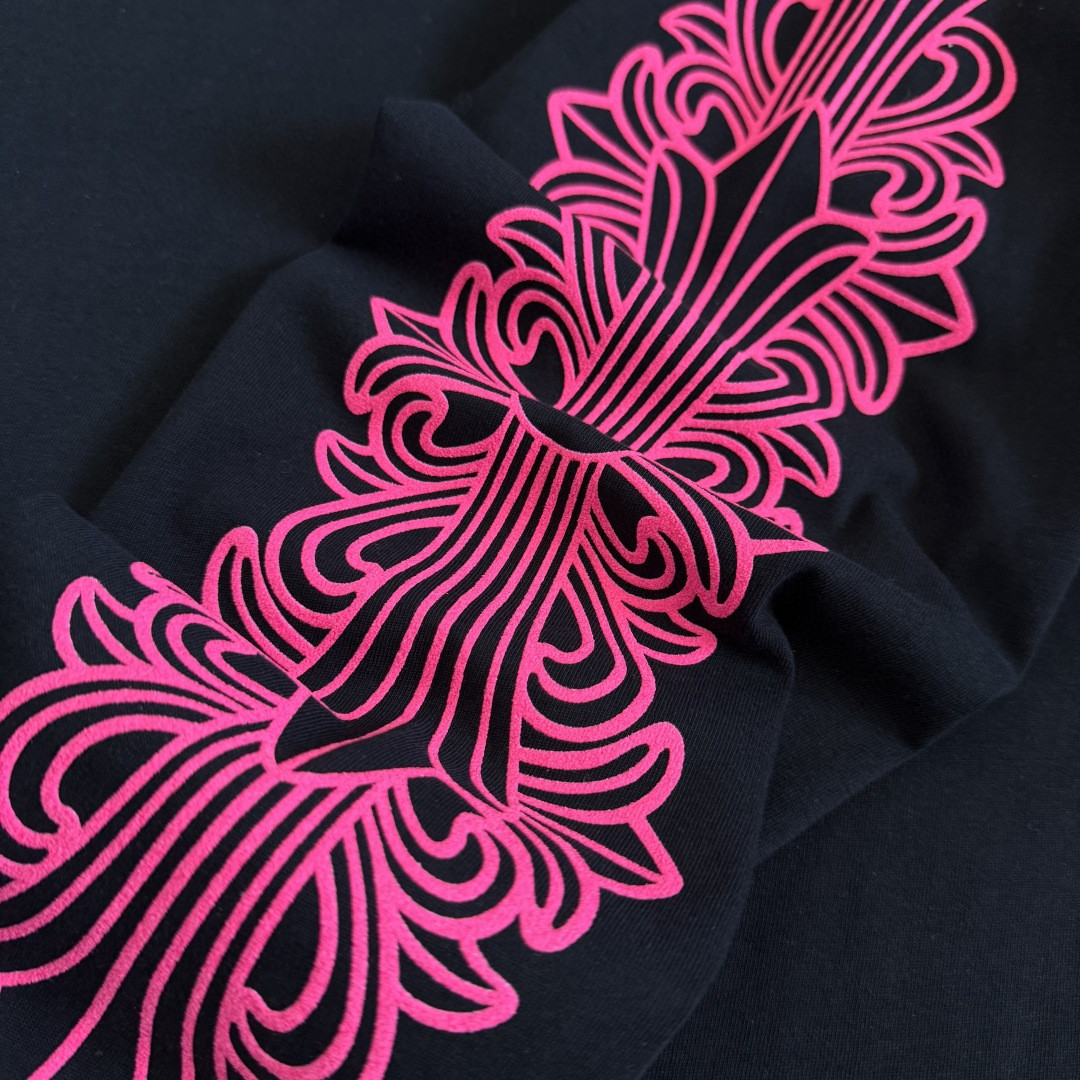 Chrome Hearts 克罗心 粉色双袖十字藤蔓后背马蹄长袖卫衣 T恤 套头 黑色 A5 CH-2025344