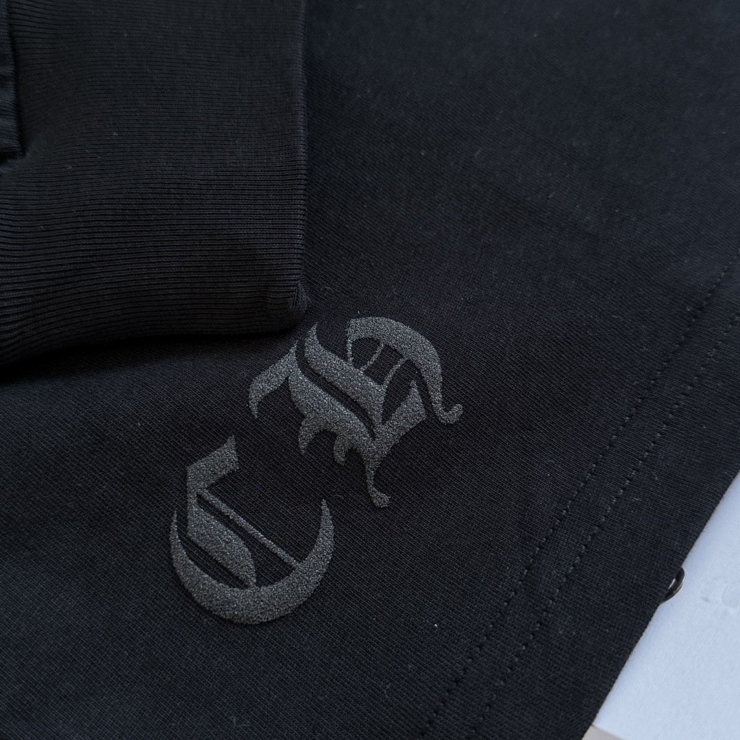 Chrome Hearts 克罗心 粉色双袖十字藤蔓后背马蹄长袖卫衣 T恤 套头 黑色 A5 CH-2025344