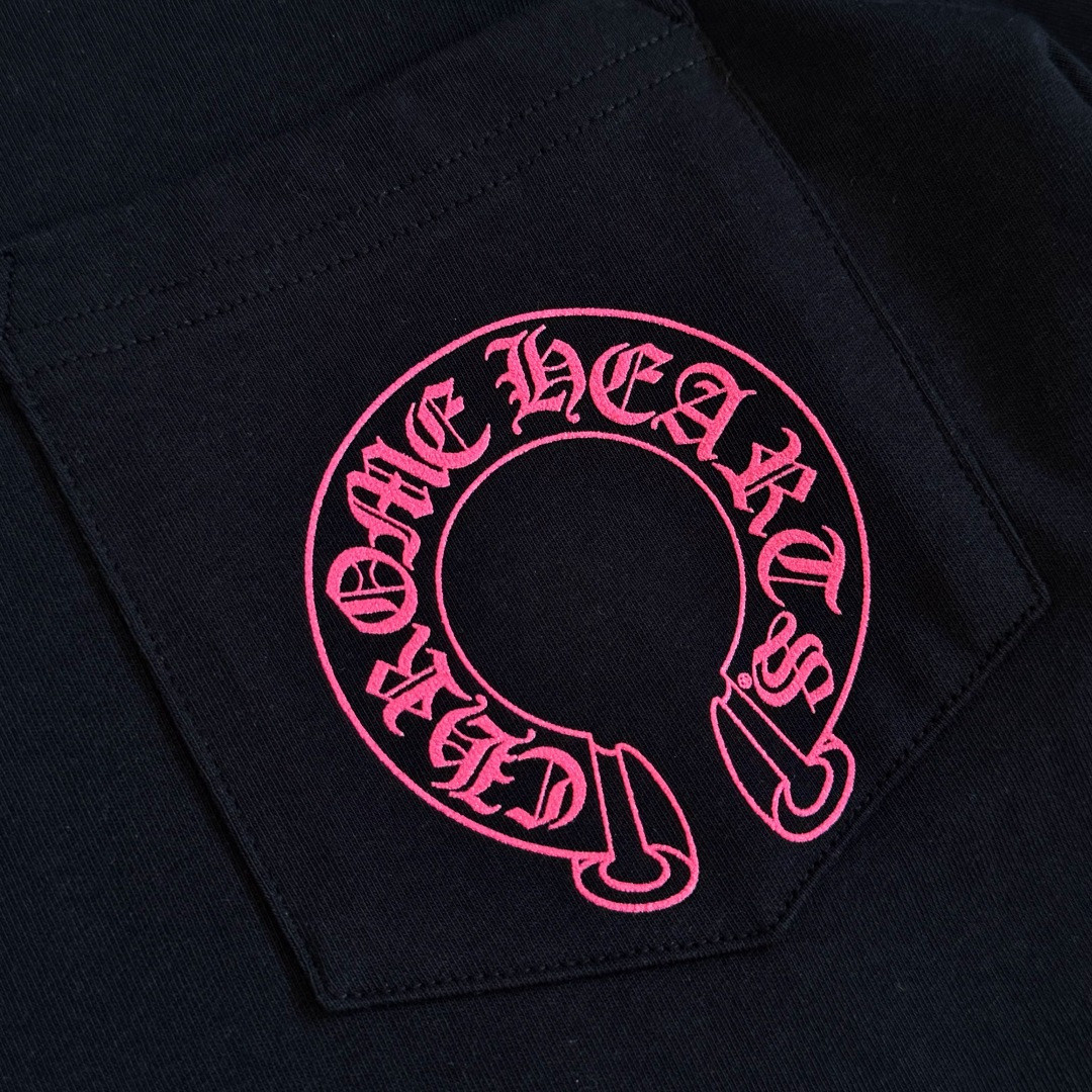 Chrome Hearts 克罗心 粉色双袖十字藤蔓后背马蹄长袖卫衣 T恤 套头 黑色 A5 CH-2025344