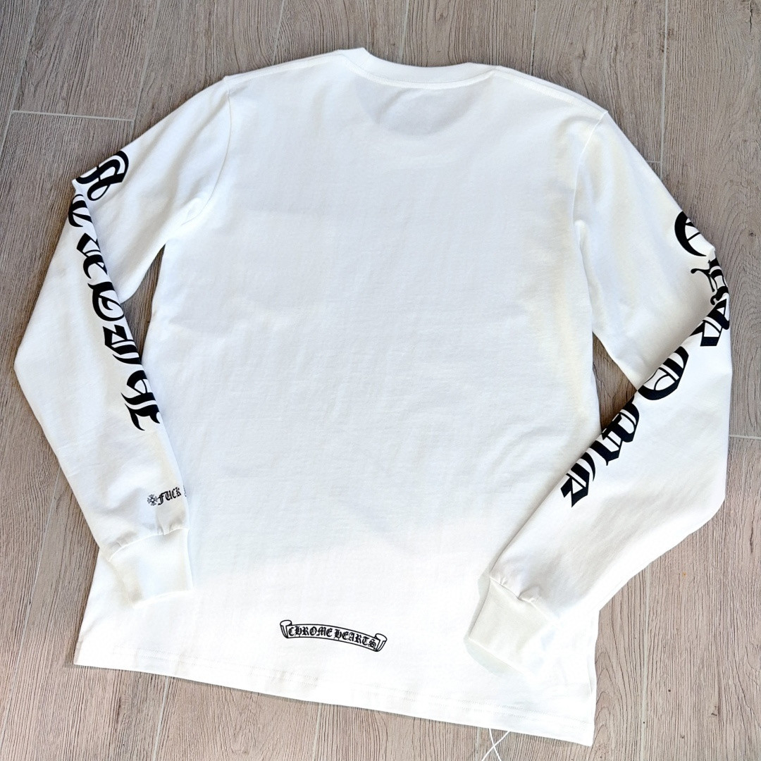 Chrome Hearts 克罗心 领口印花花臂长袖卫衣 T恤 套头 白色 A5 CH-631