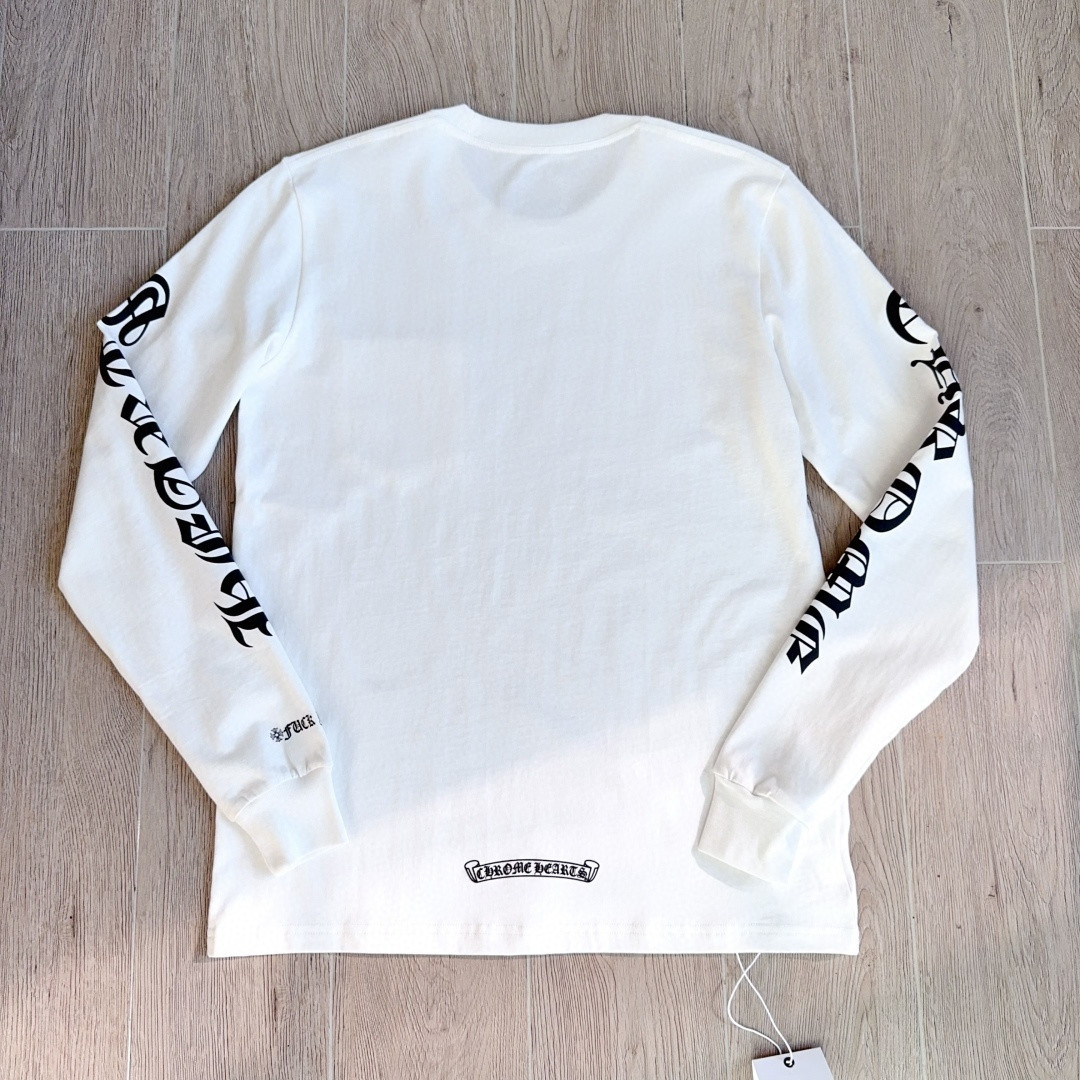 Chrome Hearts 克罗心 领口印花花臂长袖卫衣 T恤 套头 白色 A5 CH-631