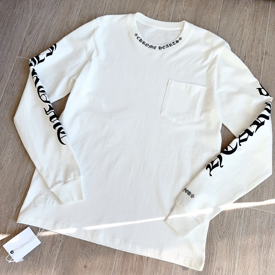 Chrome Hearts 克罗心 领口印花花臂长袖卫衣 T恤 套头 白色 A5 CH-631