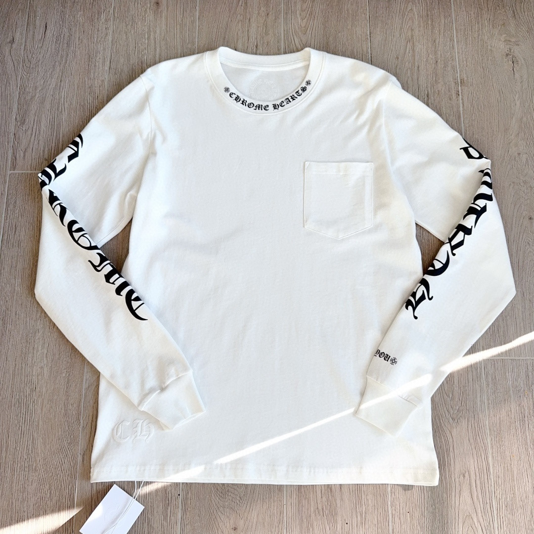 Chrome Hearts 克罗心 领口印花花臂长袖卫衣 T恤 套头 白色 A5 CH-631