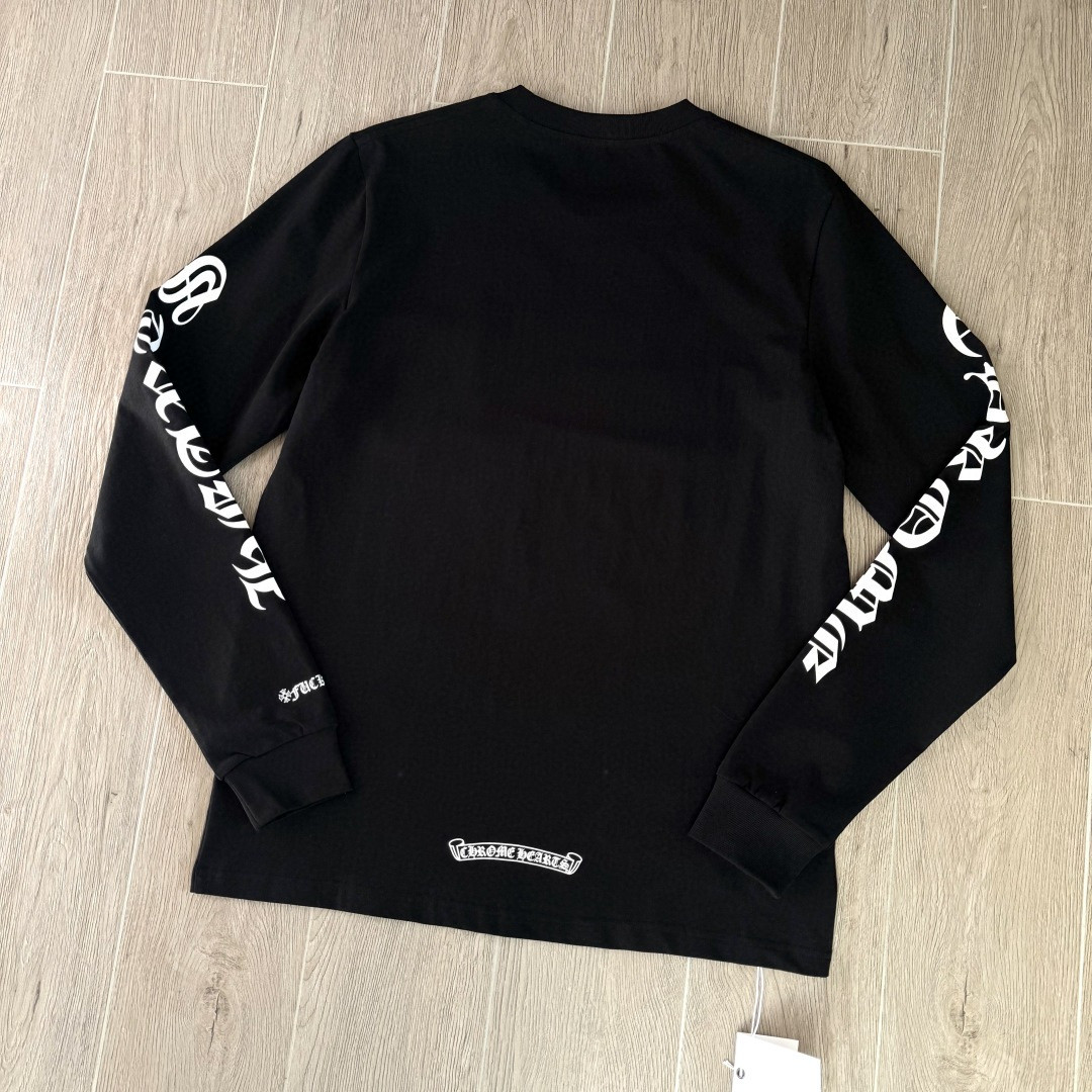 Chrome Hearts 克罗心 领口印花花臂长袖卫衣 T恤 套头 黑色 A5 CH-201