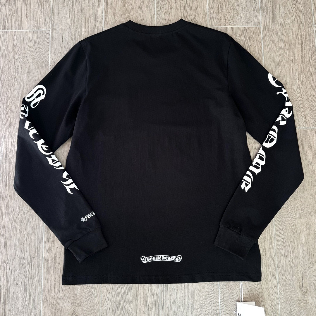 Chrome Hearts 克罗心 领口印花花臂长袖卫衣 T恤 套头 黑色 A5 CH-201