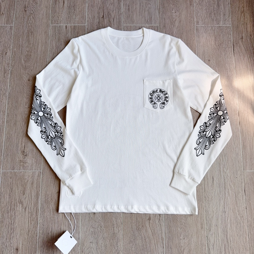 Chrome Hearts 克罗心 经典花臂长袖卫衣 T恤 套头 白色 A5 