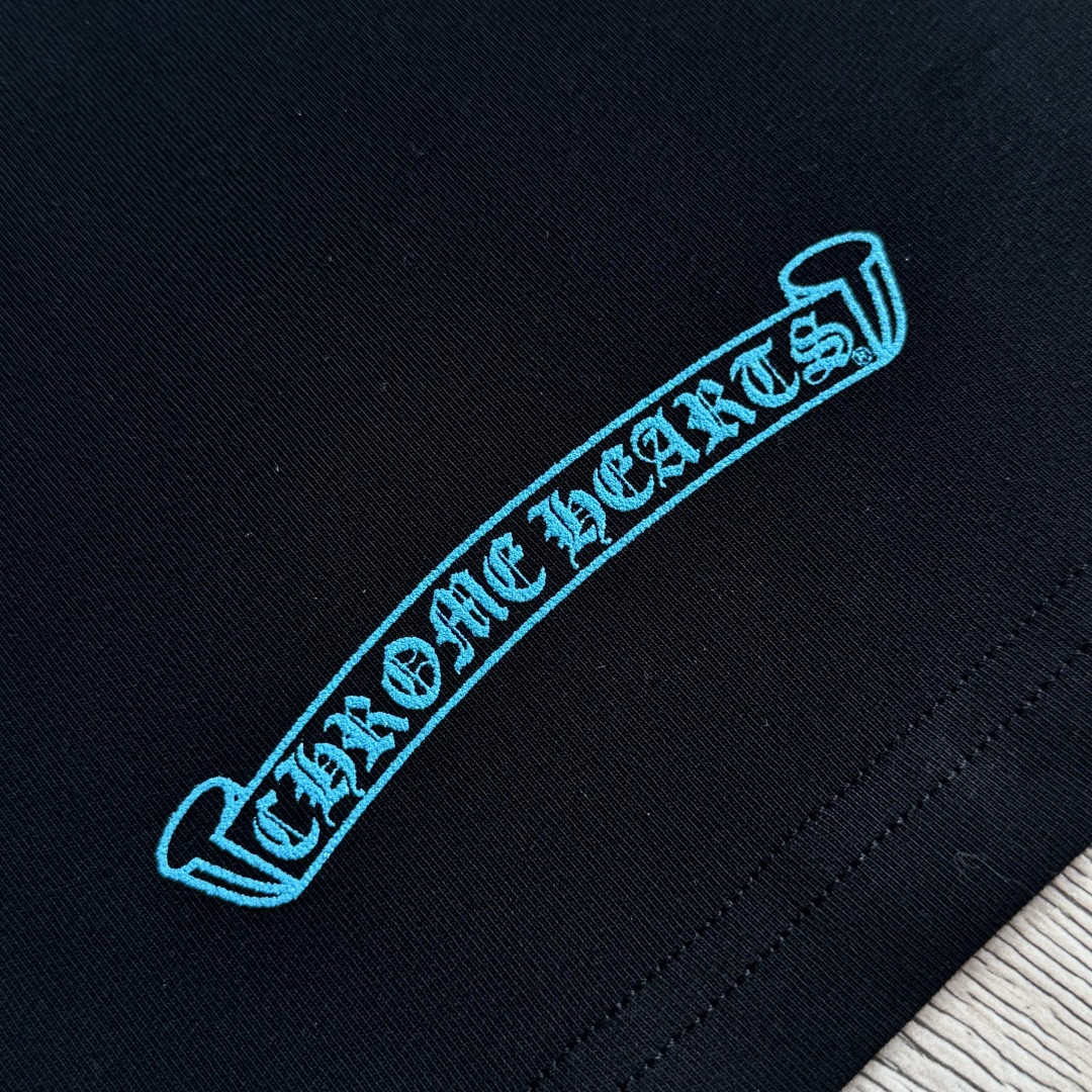 Chrome Hearts 克罗心 蓝色马蹄长袖卫衣 T恤 套头 黑色 A5 