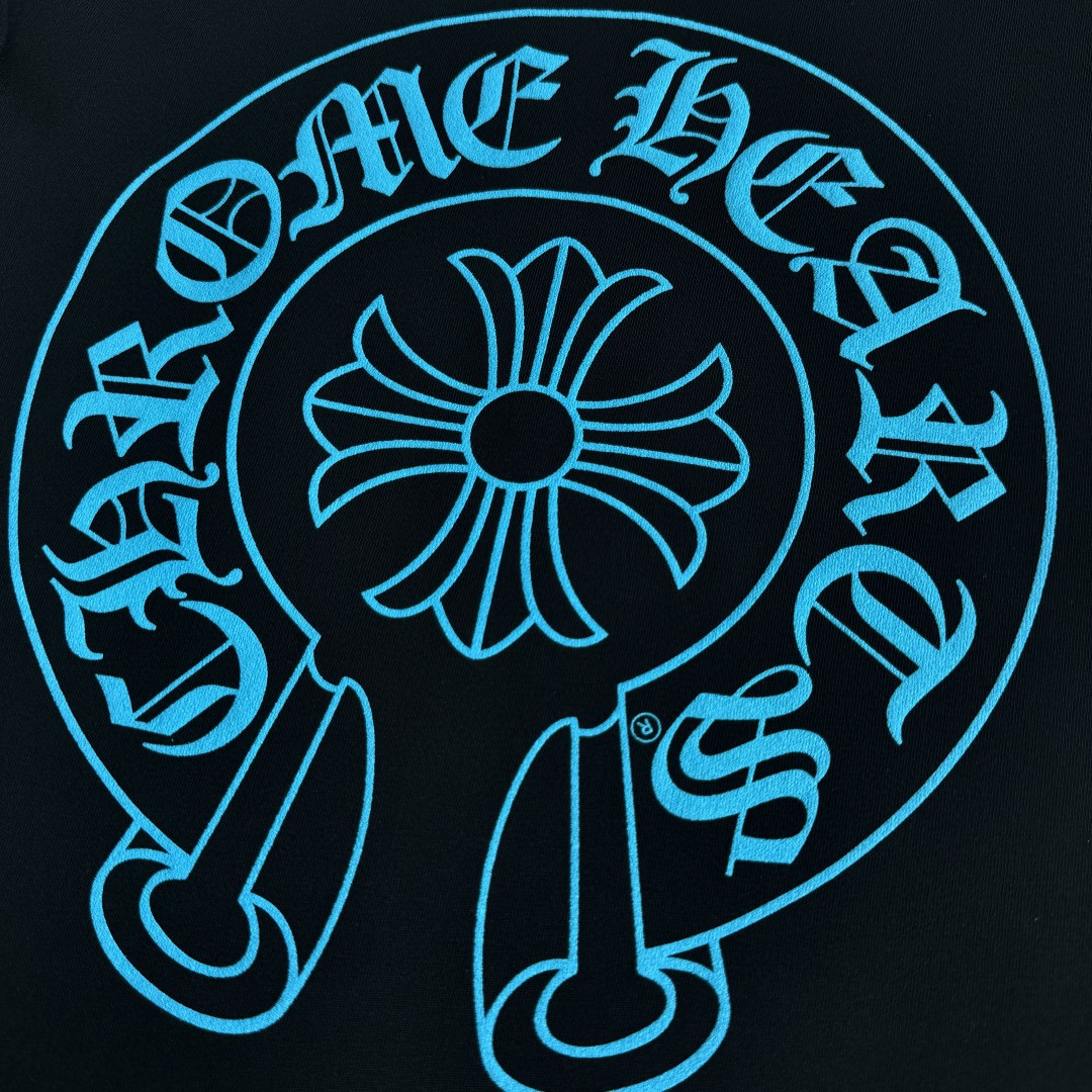 Chrome Hearts 克罗心 蓝色马蹄长袖卫衣 T恤 套头 黑色 A5 