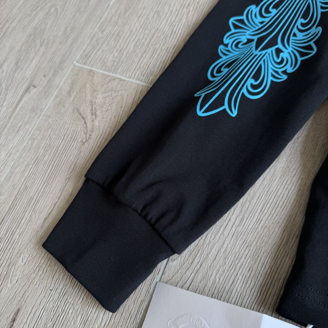 Chrome Hearts 克罗心 蓝色马蹄长袖卫衣 T恤 套头 黑色 A5 