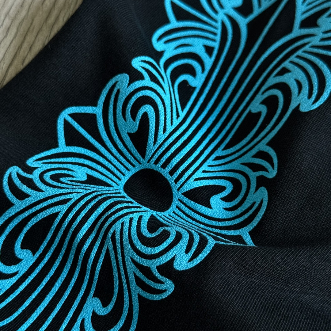 Chrome Hearts 克罗心 蓝色马蹄长袖卫衣 T恤 套头 黑色 A5 