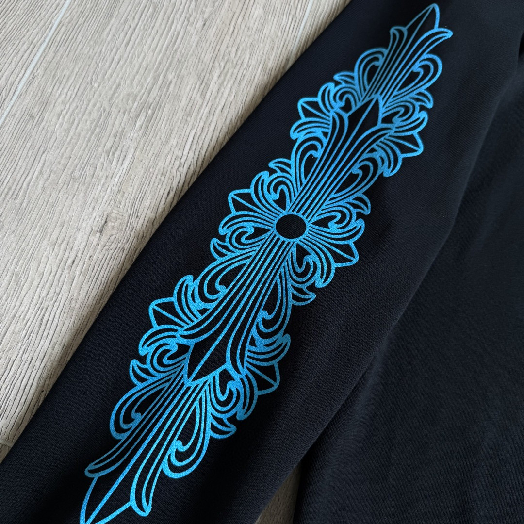 Chrome Hearts 克罗心 蓝色马蹄长袖卫衣 T恤 套头 黑色 A5 
