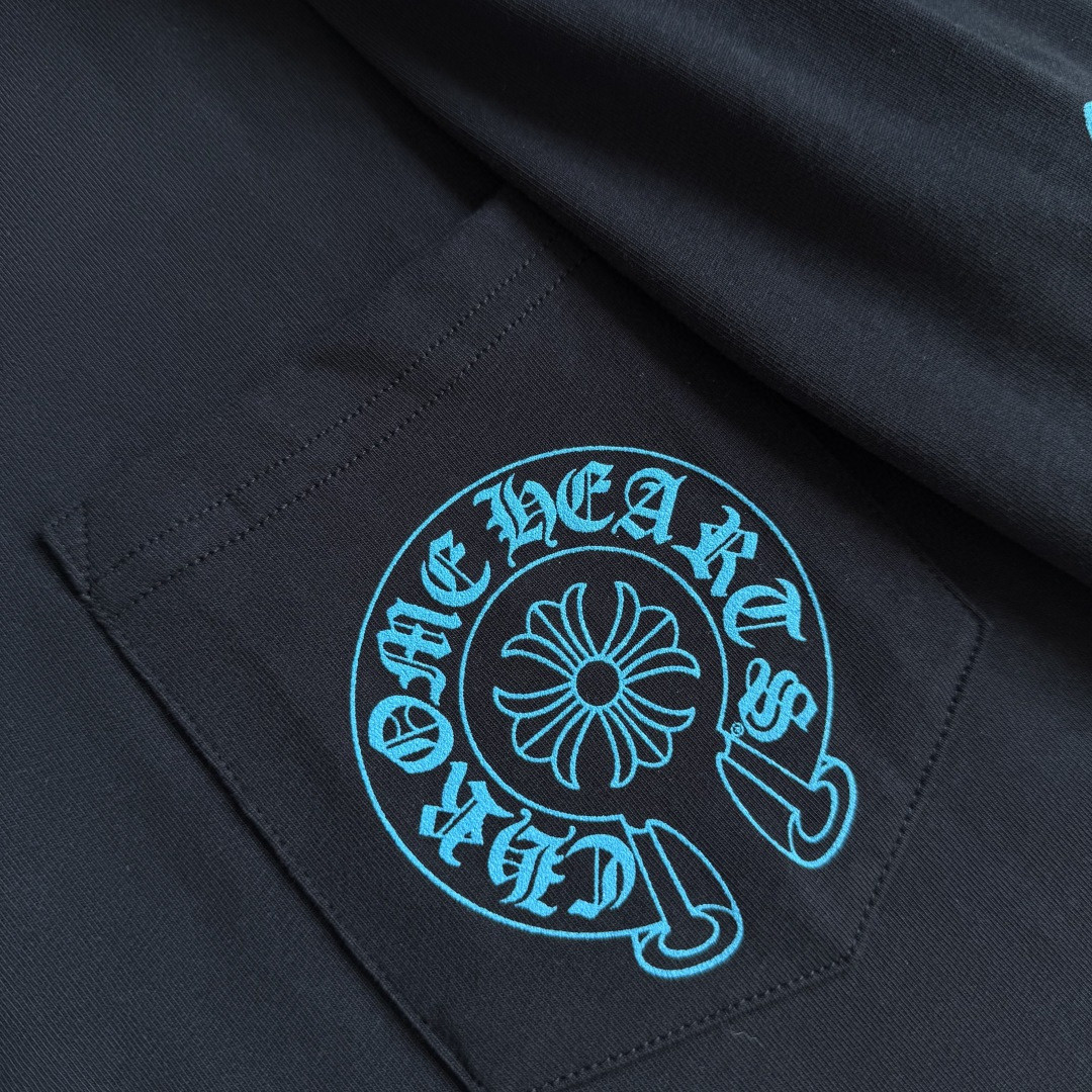 Chrome Hearts 克罗心 蓝色马蹄长袖卫衣 T恤 套头 黑色 A5 