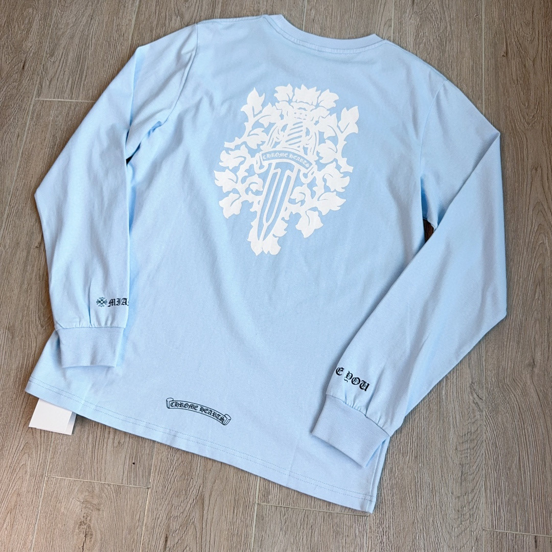 Chrome Hearts 克罗心 宝剑长袖卫衣 T恤 套头 蓝色 A5 