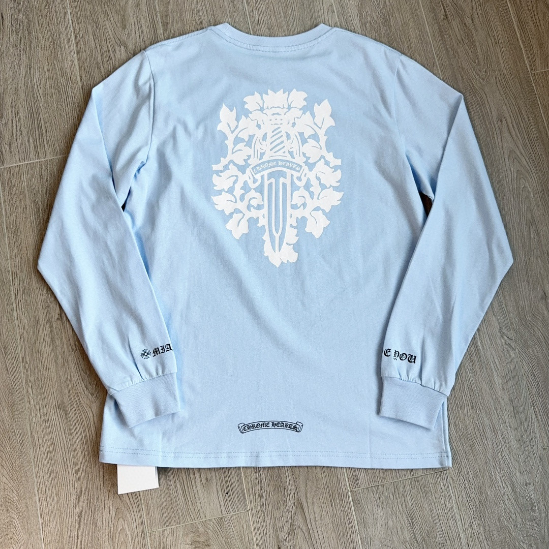 Chrome Hearts 克罗心 宝剑长袖卫衣 T恤 套头 蓝色 A5 