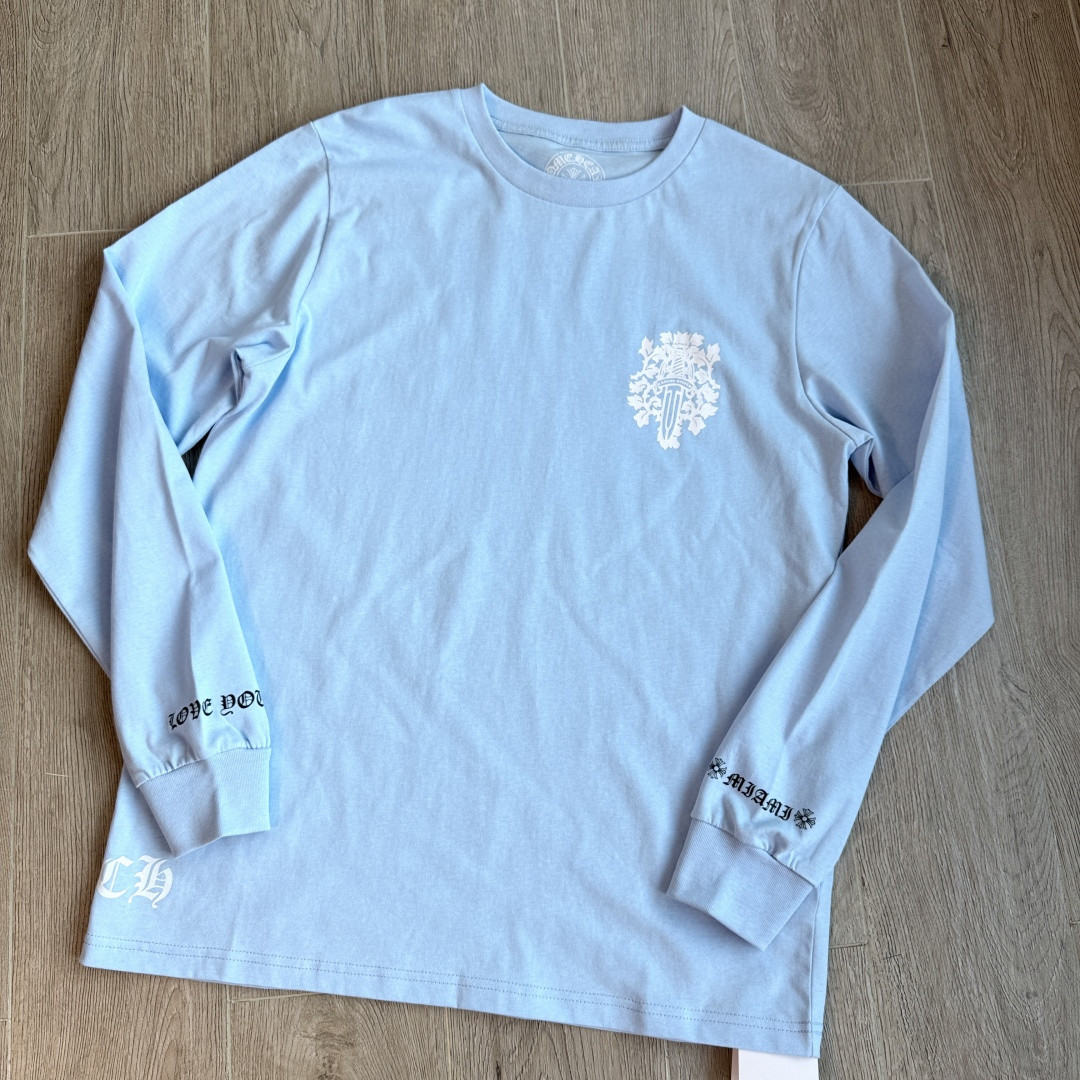 Chrome Hearts 克罗心 宝剑长袖卫衣 T恤 套头 蓝色 A5 