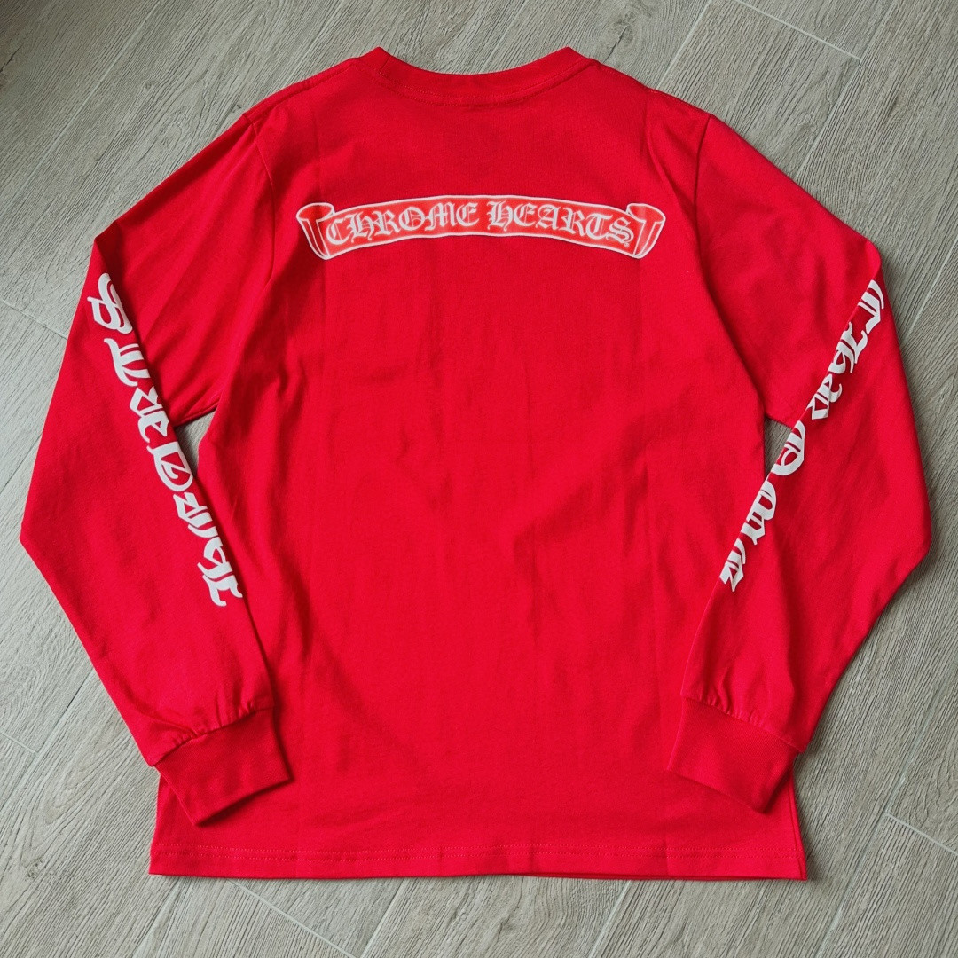 Chrome Hearts 克罗心 卷轴长袖卫衣 T恤 套头 红色 A5 