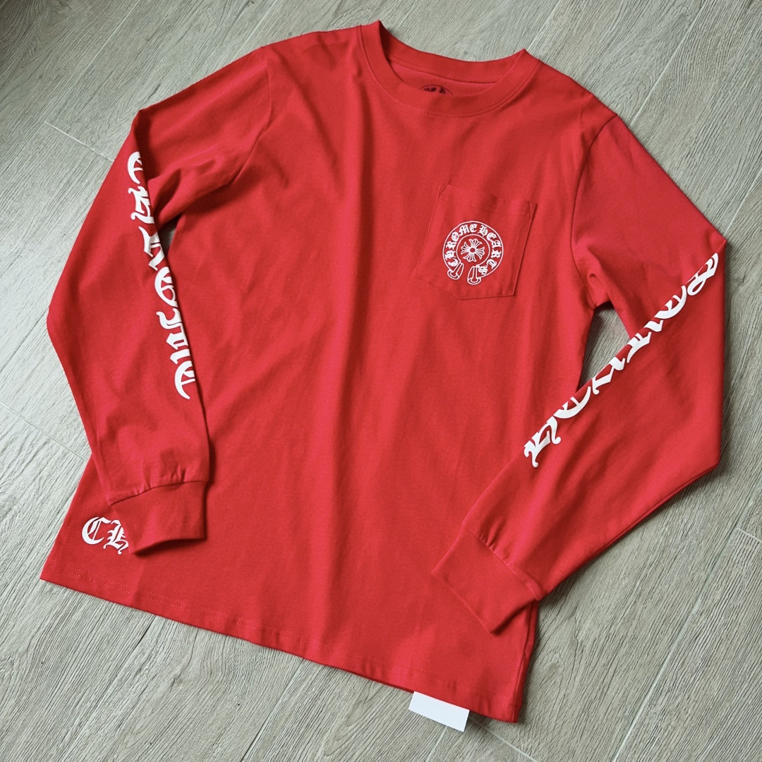 Chrome Hearts 克罗心 卷轴长袖卫衣 T恤 套头 红色 A5 