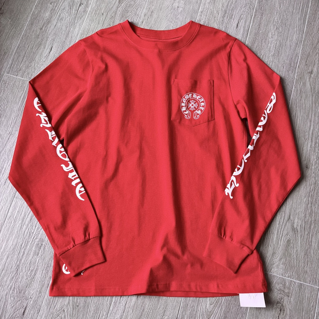 Chrome Hearts 克罗心 卷轴长袖卫衣 T恤 套头 红色 A5 