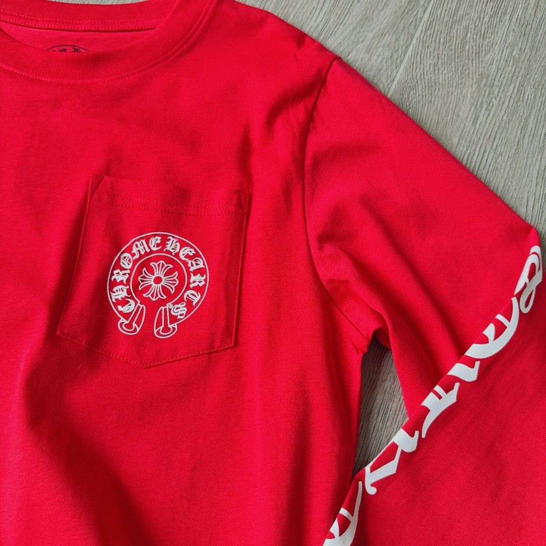 Chrome Hearts 克罗心 卷轴长袖卫衣 T恤 套头 红色 A5 