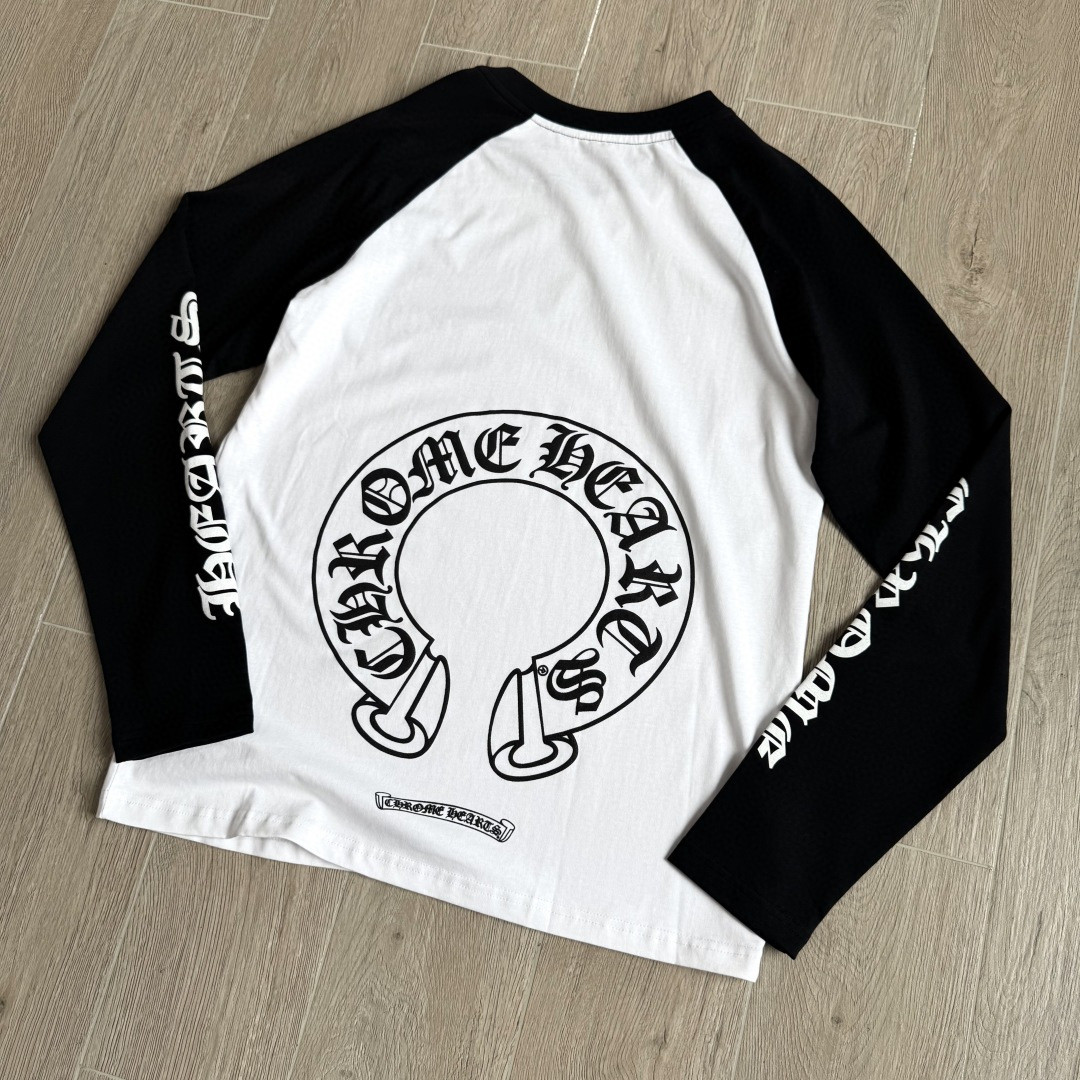 Chrome Hearts 克罗心 黑白拼接长袖卫衣 T恤 套头 A5 CH-22214
