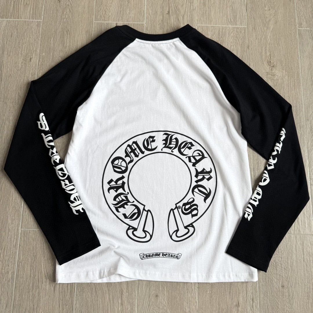 Chrome Hearts 克罗心 黑白拼接长袖卫衣 T恤 套头 A5 CH-22214