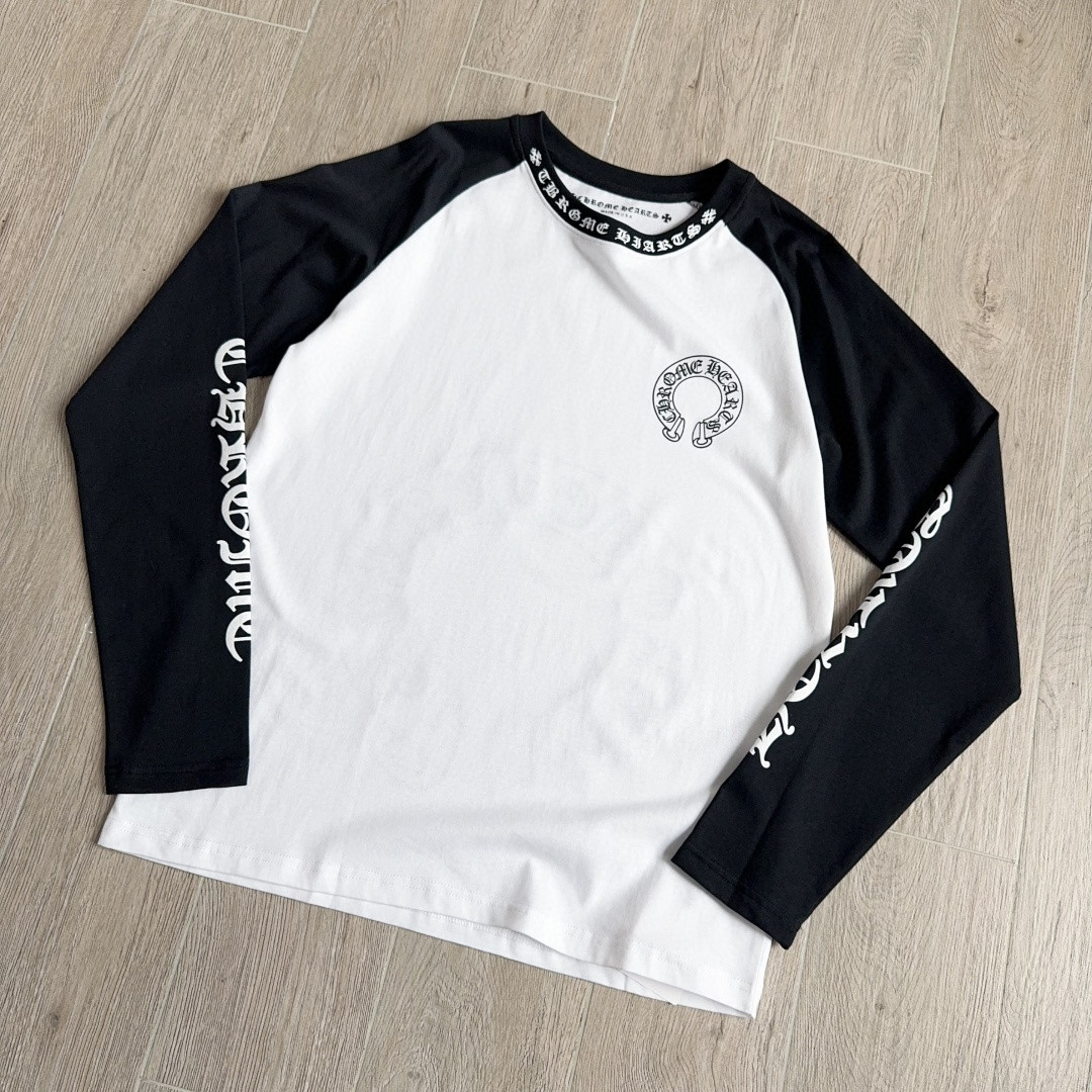Chrome Hearts 克罗心 黑白拼接长袖卫衣 T恤 套头 A5 CH-22214