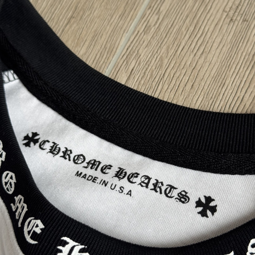 Chrome Hearts 克罗心 黑白拼接长袖卫衣 T恤 套头 A5 CH-22214
