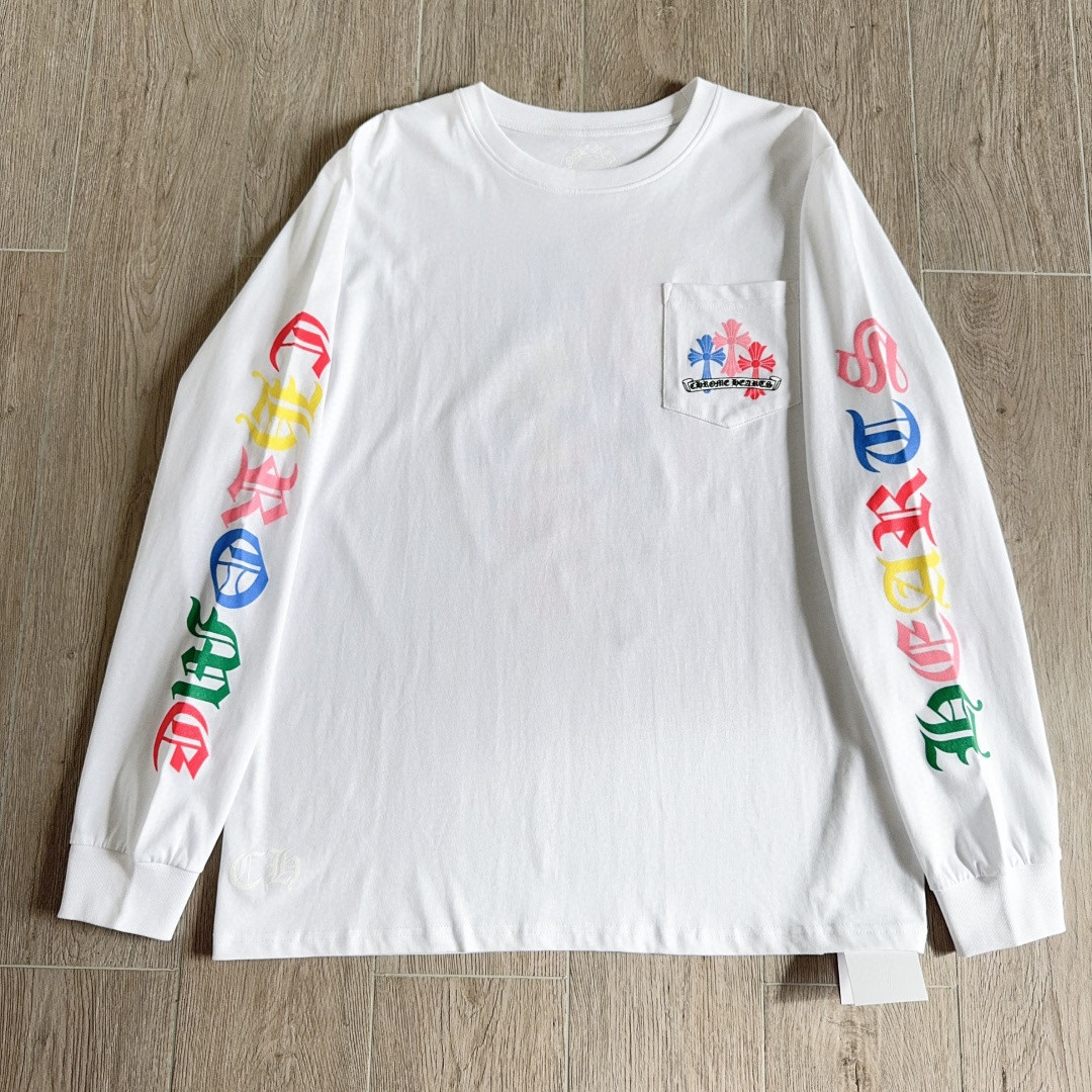 Chrome Hearts 克罗心 彩色十字架长袖卫衣 T恤 套头 白色 A5 CH-0605