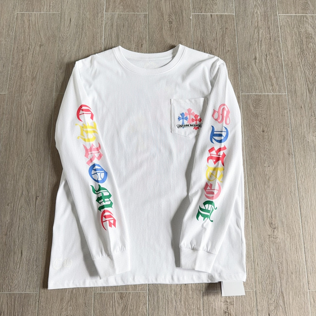 Chrome Hearts 克罗心 彩色十字架长袖卫衣 T恤 套头 白色 A5 CH-0605