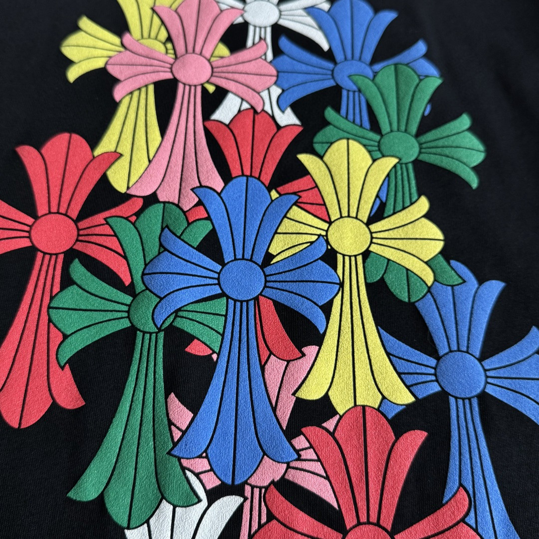 Chrome Hearts 克罗心 彩色十字架长袖卫衣 T恤 套头 黑色 A5 CH-0606