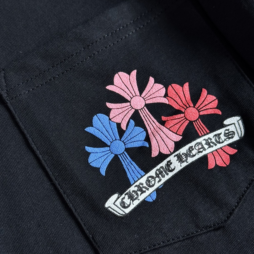 Chrome Hearts 克罗心 彩色十字架长袖卫衣 T恤 套头 黑色 A5 CH-0606