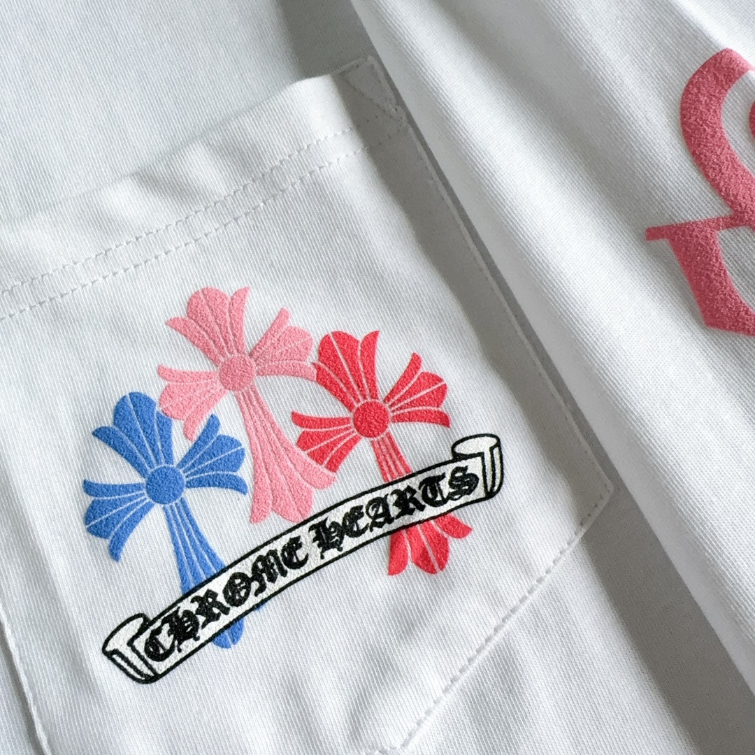 Chrome Hearts 克罗心 彩色十字架长袖卫衣 T恤 套头 白色 A5 CH-0605