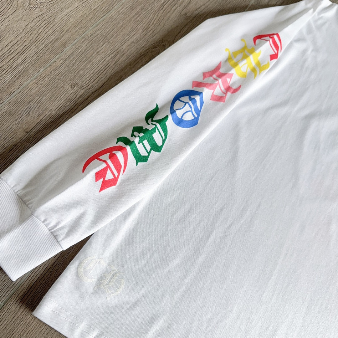 Chrome Hearts 克罗心 彩色十字架长袖卫衣 T恤 套头 白色 A5 CH-0605