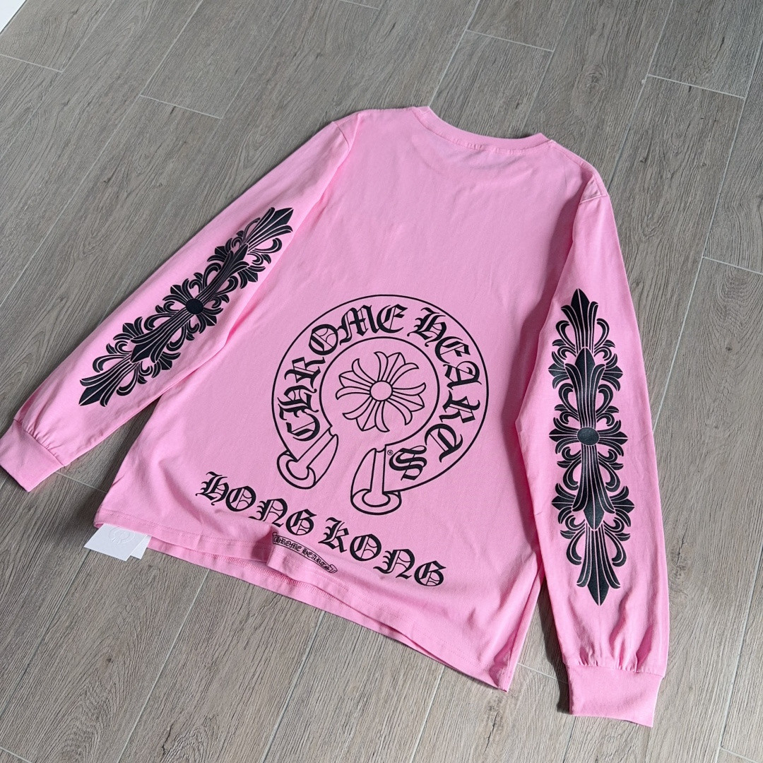 Chrome Hearts 克罗心 粉色限定长袖卫衣 T恤 套头 粉色 A5 