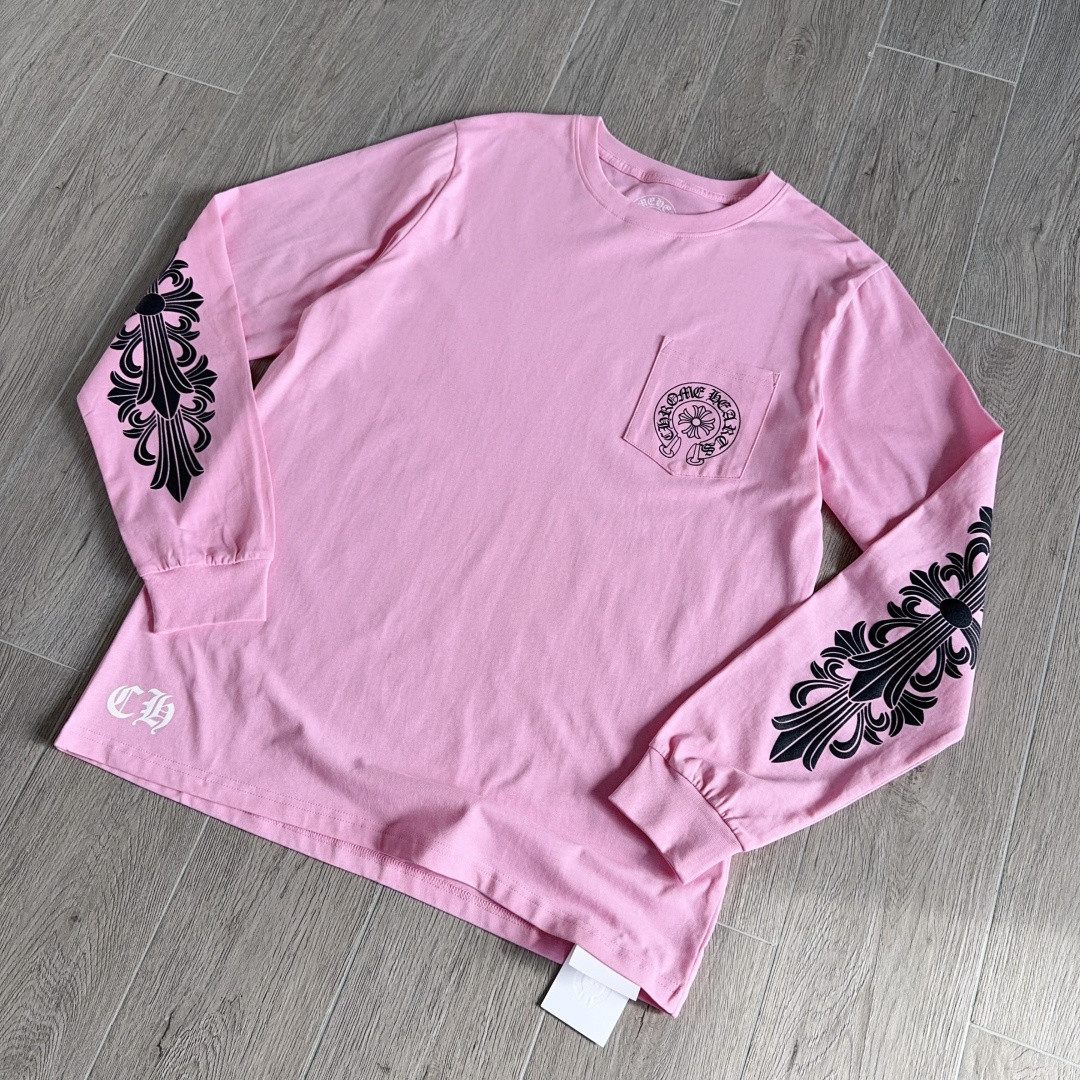 Chrome Hearts 克罗心 粉色限定长袖卫衣 T恤 套头 粉色 A5 