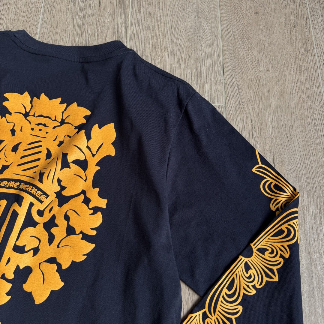 Chrome Hearts 克罗心 黄色藤蔓宝剑长袖卫衣 T恤 套头 藏青色 A5 