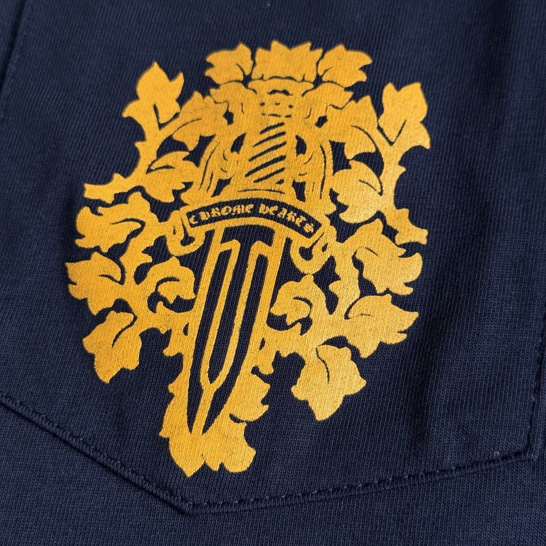 Chrome Hearts 克罗心 黄色藤蔓宝剑长袖卫衣 T恤 套头 藏青色 A5 