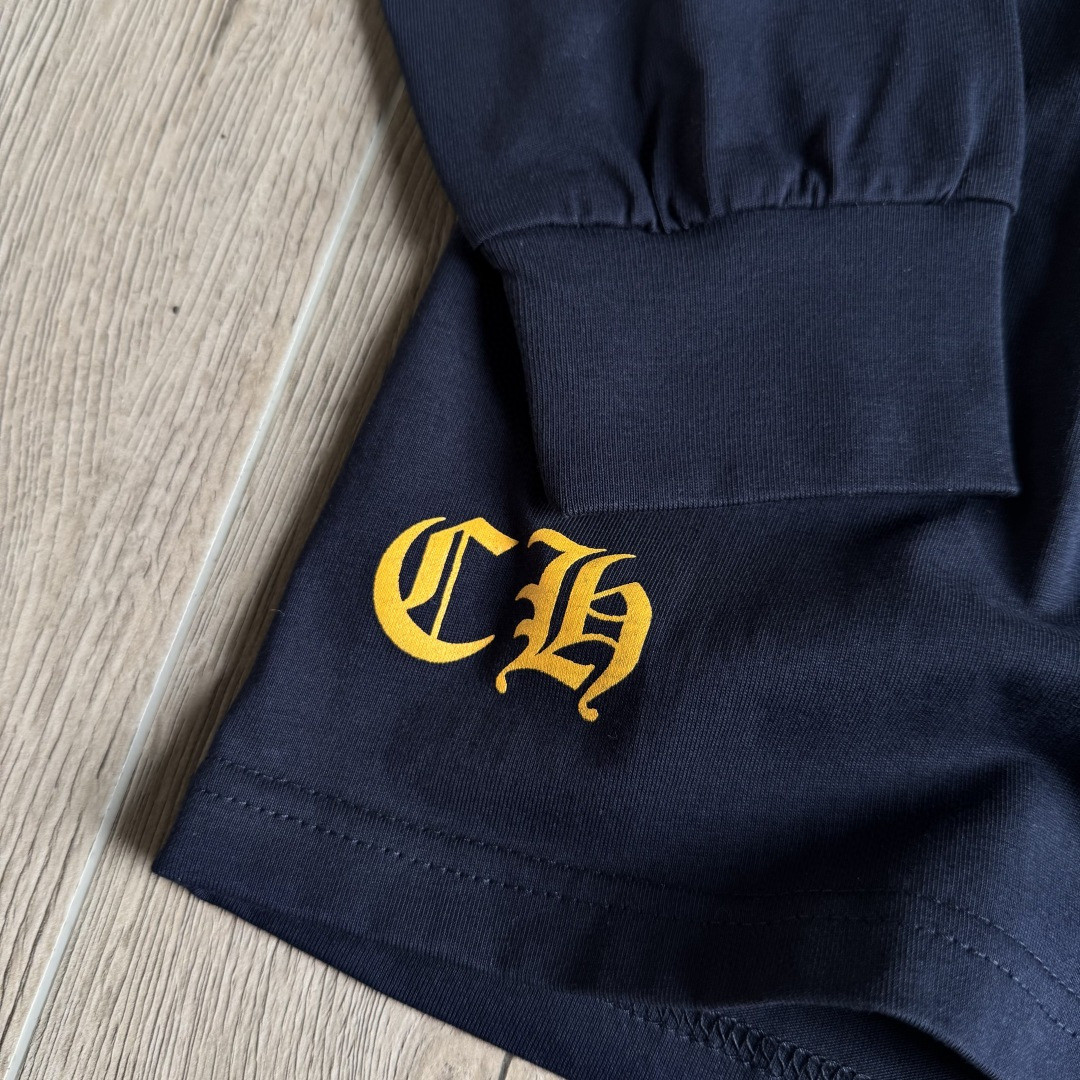Chrome Hearts 克罗心 黄色藤蔓宝剑长袖卫衣 T恤 套头 藏青色 A5 