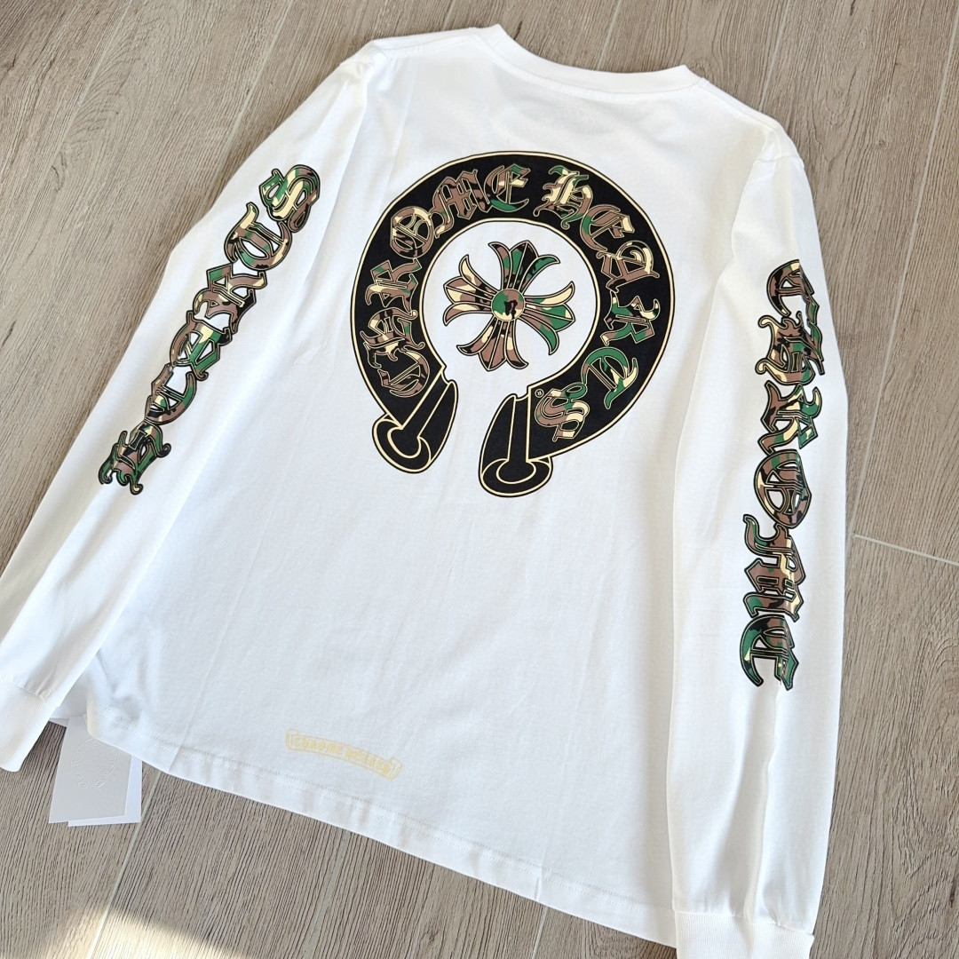 Chrome Hearts 克罗心 迷彩马蹄长袖卫衣 T恤 套头 白色 A5 