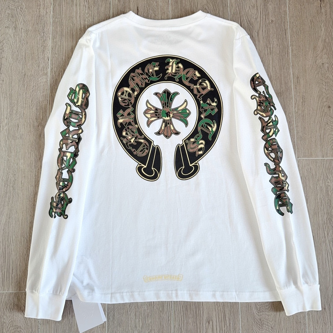 Chrome Hearts 克罗心 迷彩马蹄长袖卫衣 T恤 套头 白色 A5 
