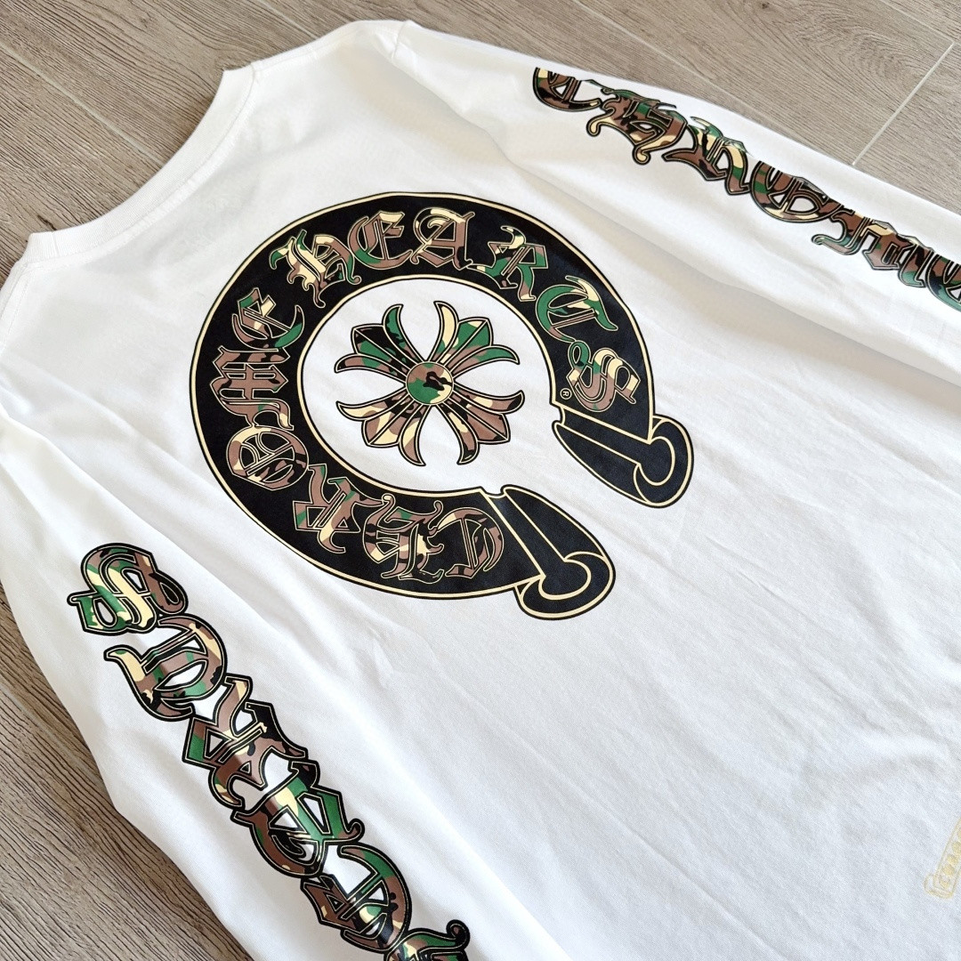 Chrome Hearts 克罗心 迷彩马蹄长袖卫衣 T恤 套头 白色 A5 